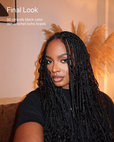 Tresses Bohèmes au Crochet en Cheveux Naturels Pré-Bouclées de 76 cm, 90 Brins/Paquet (6 Boucles Bohèmes)