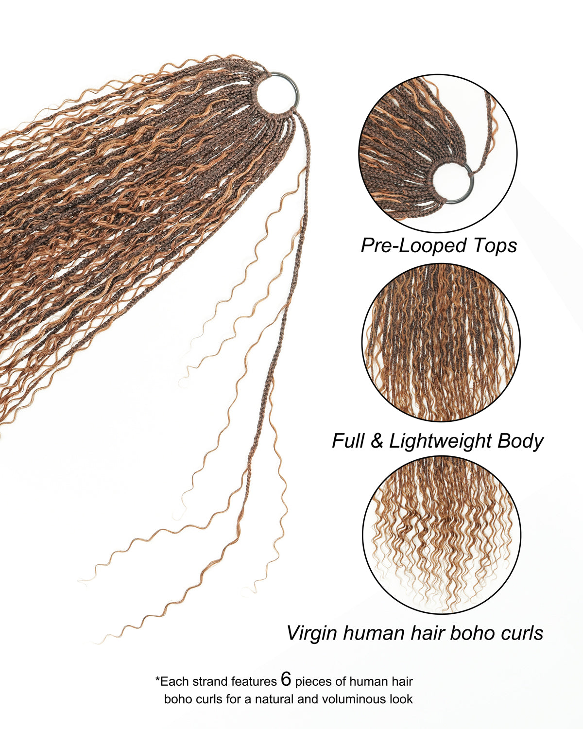 Petit paquet de 20 mèches de tresses crochetées Boho - Boucles Boho en cheveux humains de 30-75 cm à ondulations profondes (20 $ de réduction en tant qu'article additionnel)