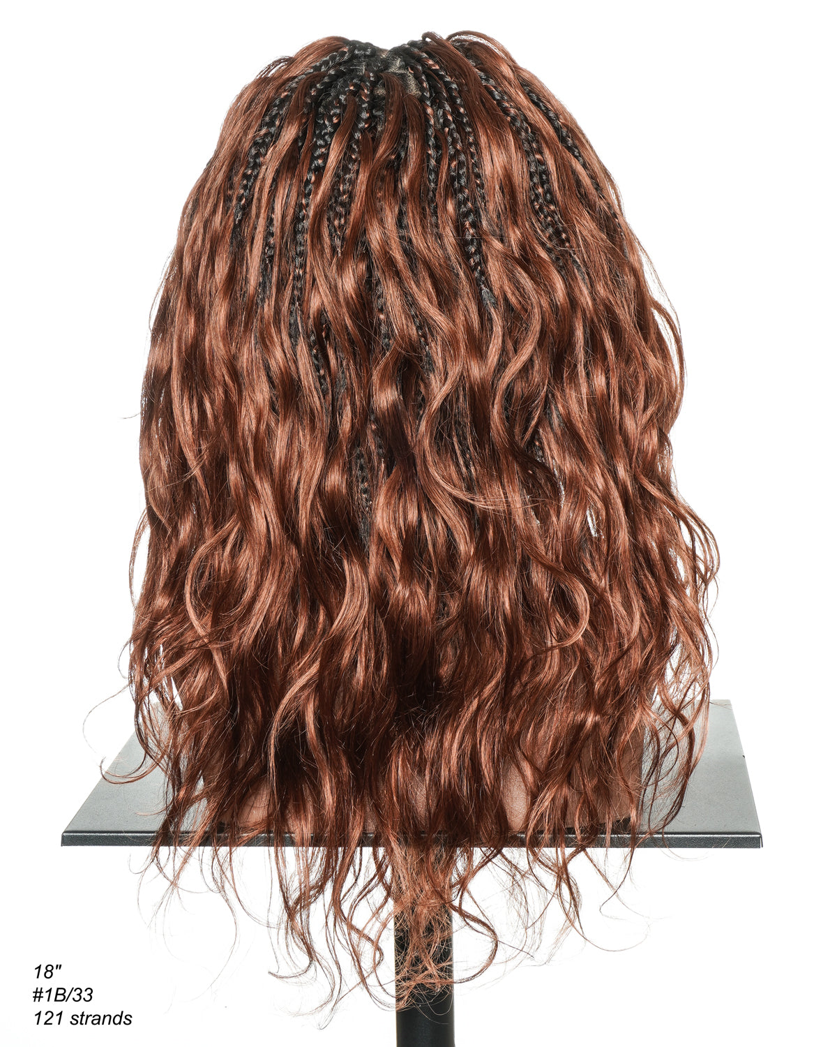 Michelle - Cheveux Humains Châtain Foncé Rougeâtre N°33 Sans Colle Ondulés Type Body Wave Bouclés Pré-décolorés HD Perruque Tressée Boîte Bohème Sans Nœuds à Dentelle Totale