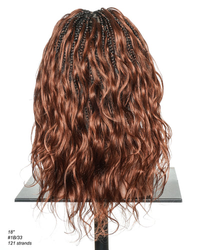 Michelle - Cheveux Humains Châtain Foncé Rougeâtre N°33 Sans Colle Ondulés Type Body Wave Bouclés Pré-décolorés HD Perruque Tressée Boîte Bohème Sans Nœuds à Dentelle Totale