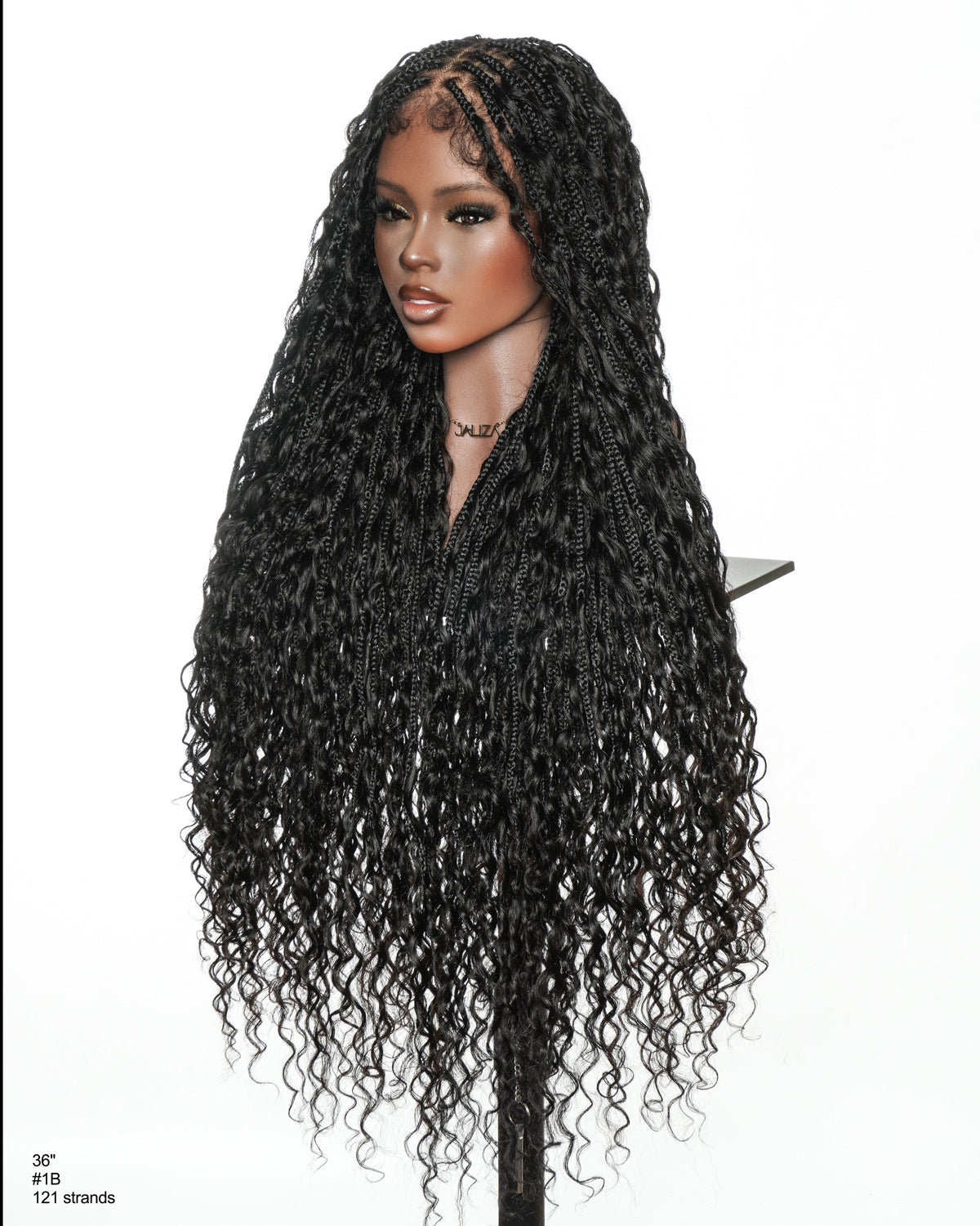 Amanda - Perruque Tressée Bohème sans Nœuds, Cheveux Humains, Bouclés, Dentelle HD Suisse Pré-Décolorée Ultra-Dense