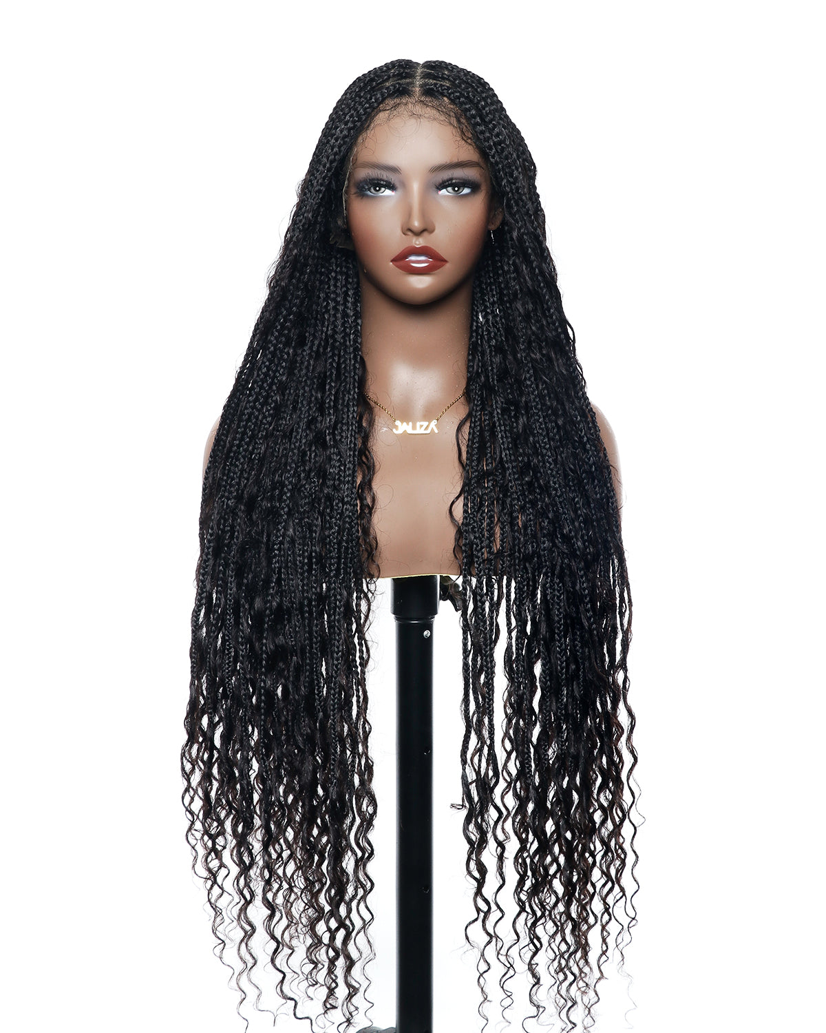 Perruque tressée bohème ondulée en cheveux naturels, confectionnée sur mesure - 121 mèches