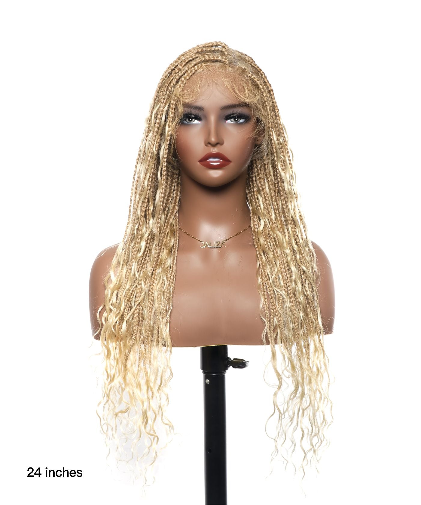 Perruque tressée Boho Box en cheveux humains 24" HD Full Lace Légère 79 mèches 1 boucle et 1 extrémité Boho