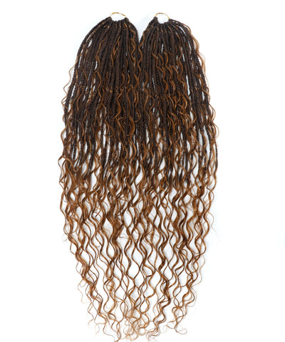 Tresses Boho Box au Crochet Pré-Bouclées de 24" Avec Boucles de Cheveux Humains Ondulés - 80 Brins/Paquet