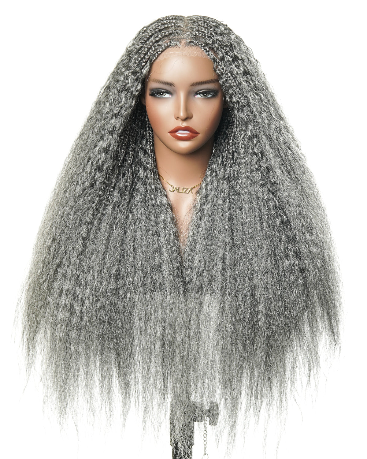Makeda - Perruque ultra fournie tressée façon Bohème, cheveux naturels vierges lisses crépus de 71 cm