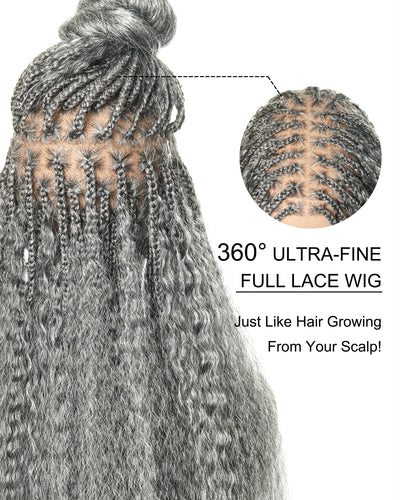 Makeda - Perruque ultra fournie tressée façon Bohème, cheveux naturels vierges lisses crépus de 71 cm