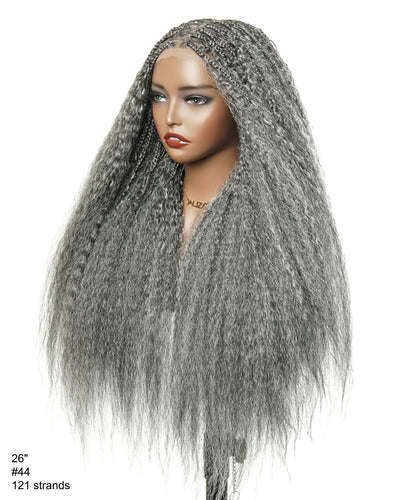 Makeda - Perruque ultra fournie tressée façon Bohème, cheveux naturels vierges lisses crépus de 71 cm