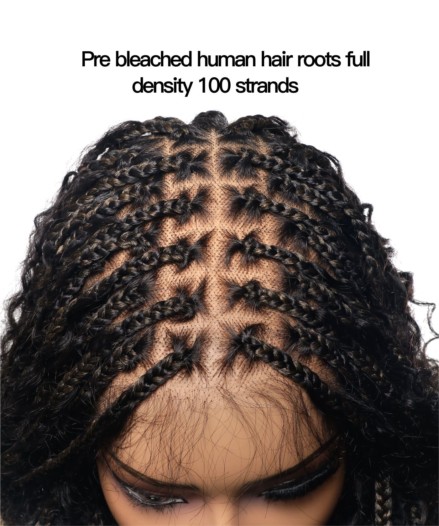 Perruque tressée Diane's 36" avec dentelle, cheveux humains pré-décolorés, style bohème ombré (très volumineuse)