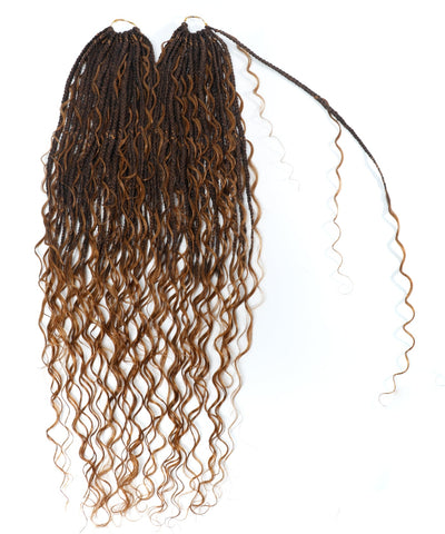 Tresses Boho Box au Crochet Pré-Bouclées de 24" Avec Boucles de Cheveux Humains Ondulés - 80 Brins/Paquet