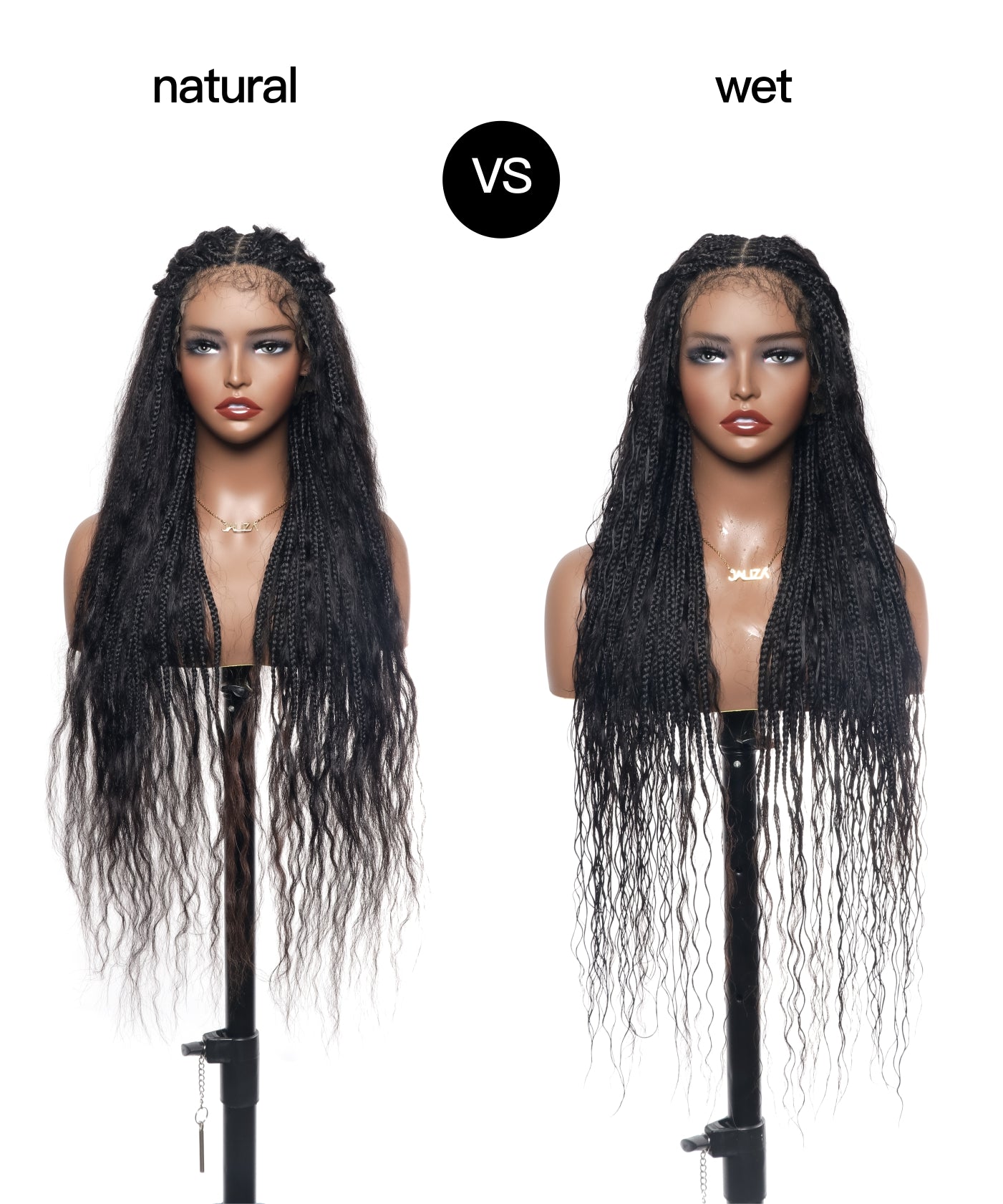 Perruque tressée boîte bohème sans nœuds, cheveux humains ondulés humides, boucles bohèmes, dentelle HD, sans enchevêtrement, très haute densité, 36"