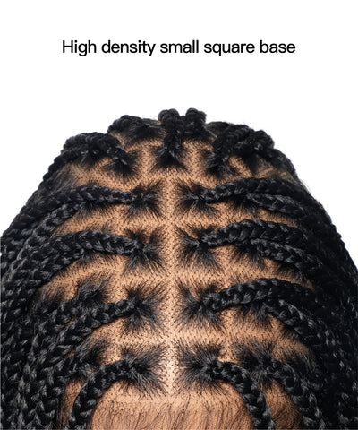 Perruque tressée sans nœuds Boho Curls, cheveux humains sans emmêlement, 32", dentelle HD, 100 mèches - Confort Plus / Dentelle extensible à raccord interne