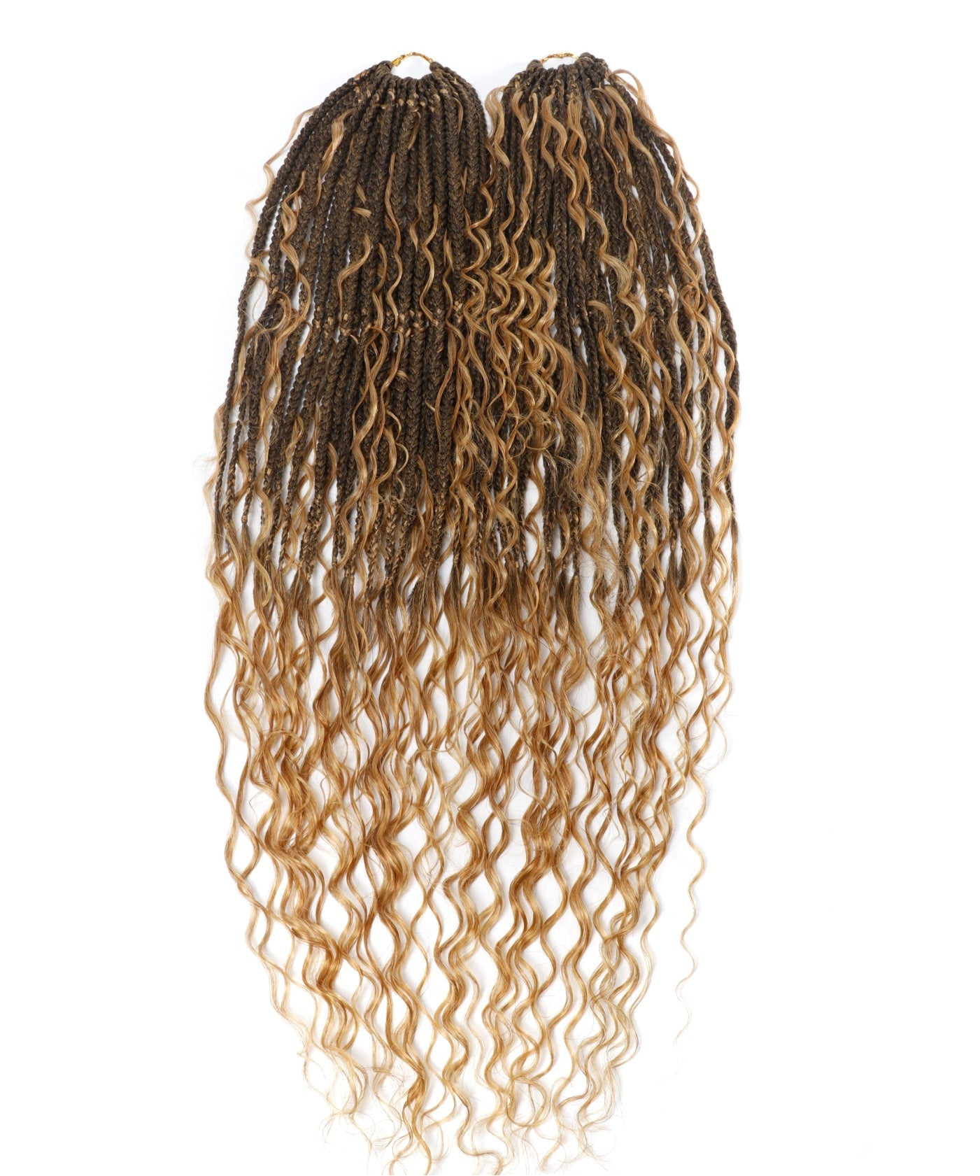 Tresses Boho Box au Crochet Pré-Bouclées de 24" Avec Boucles de Cheveux Humains Ondulés - 80 Brins/Paquet