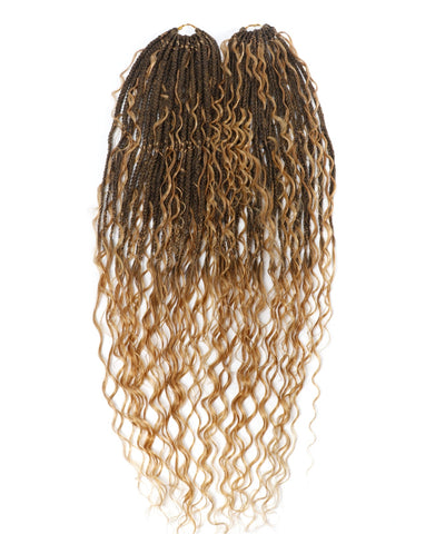 Tresses Boho Box au Crochet Pré-Bouclées de 24" Avec Boucles de Cheveux Humains Ondulés - 80 Brins/Paquet