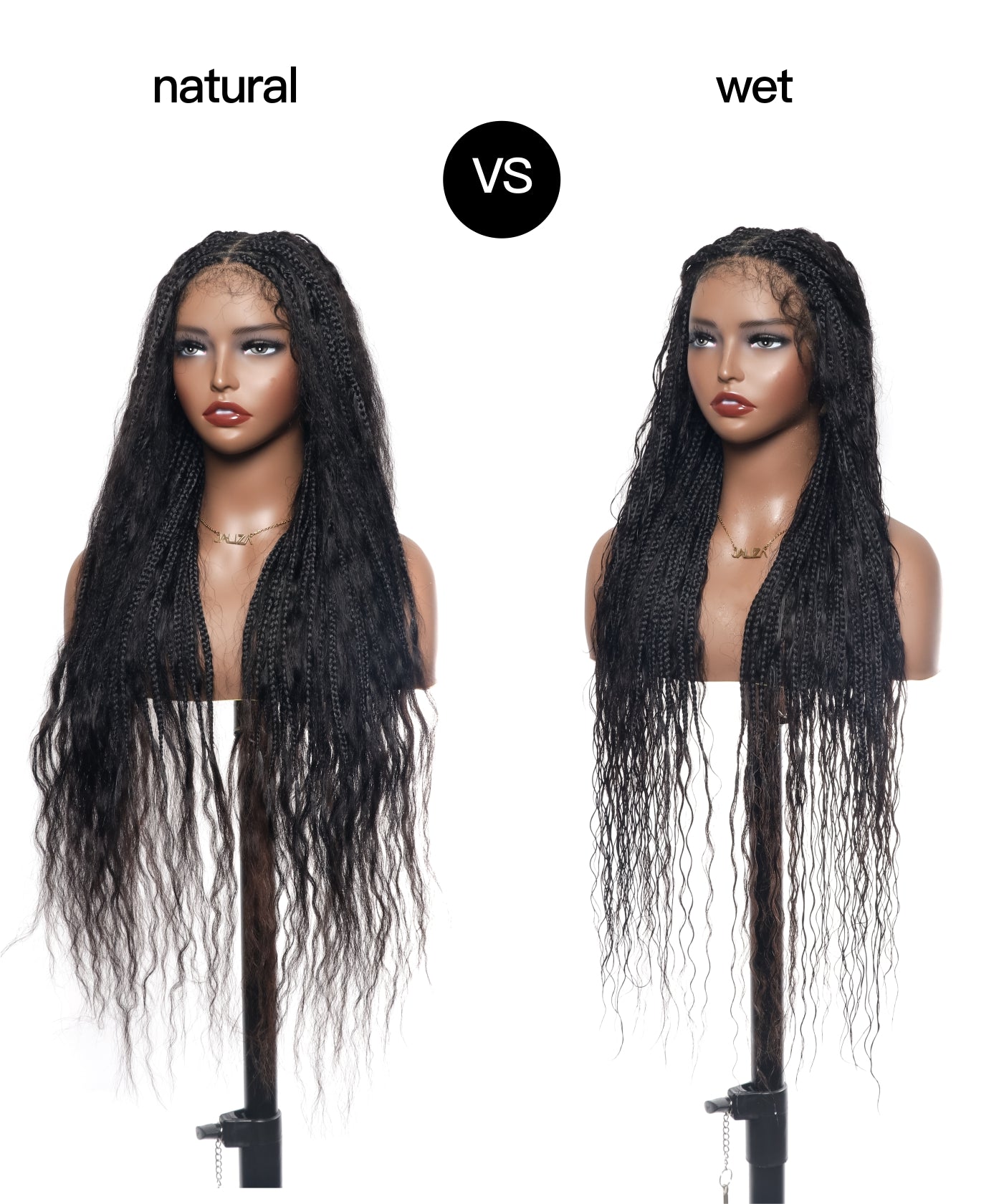 Perruque tressée boîte bohème sans nœuds, cheveux humains ondulés humides, boucles bohèmes, dentelle HD, sans enchevêtrement, très haute densité, 36"