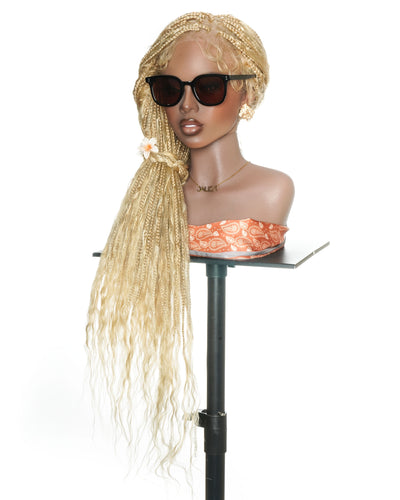Color 613 Pre-Bleached Swiss HD Full Lace Glueless Boho Box Braided Wig
