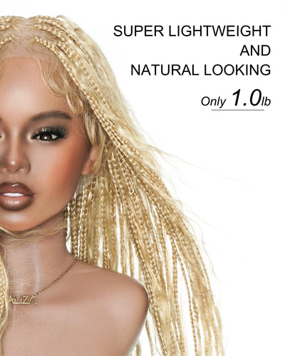 Color 613 Pre-Bleached Swiss HD Full Lace Glueless Boho Box Braided Wig