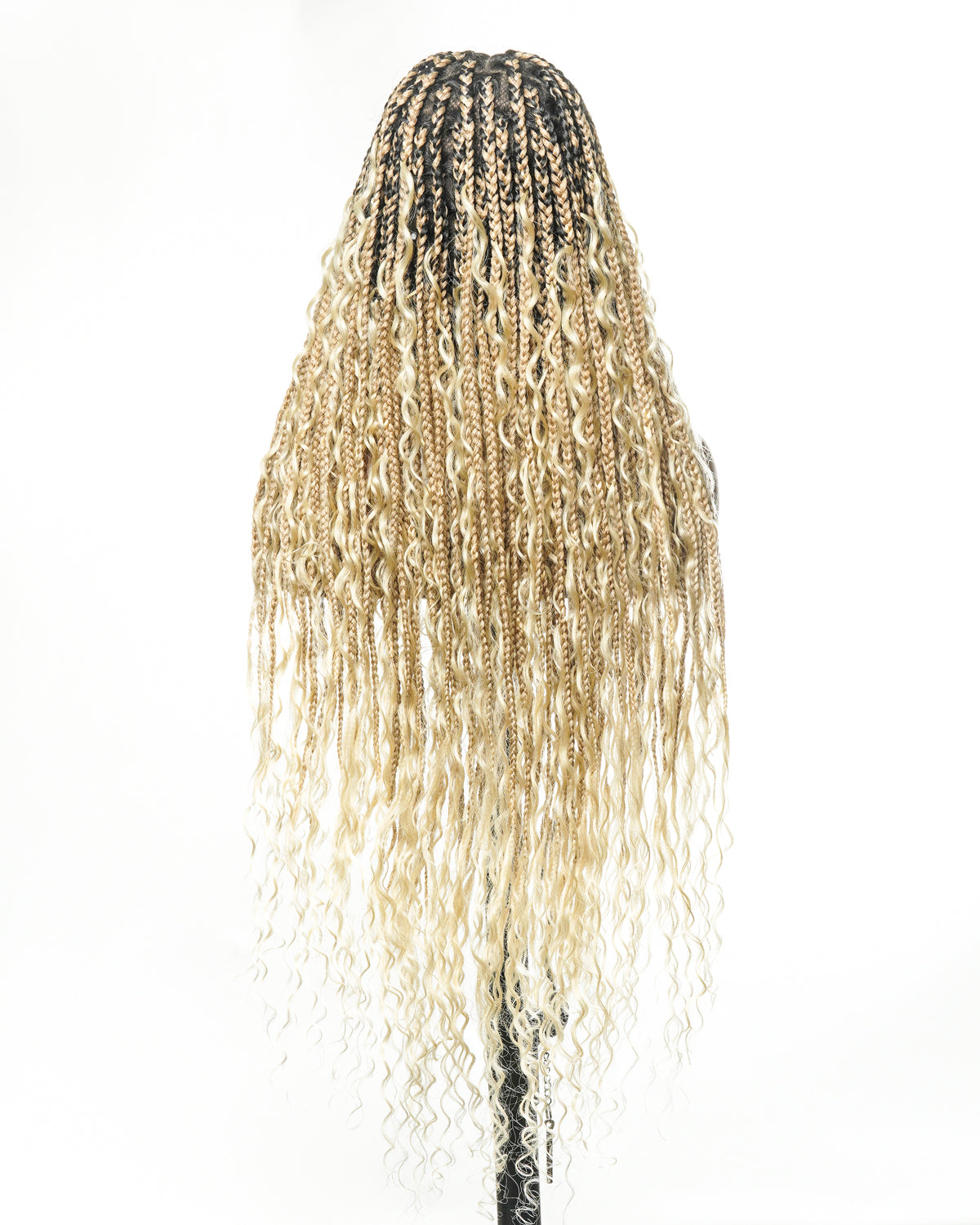 Perruque tressée boîte bohème sans nœuds, 100 % cheveux humains, boucles bohèmes, avec dentelle transparente intégrale et nouée à la main