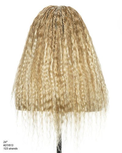 Raina - Perruque tressée Bohème ondulée et humide, adaptée aux petites têtes (bonnet de petite taille pour petite tête)
