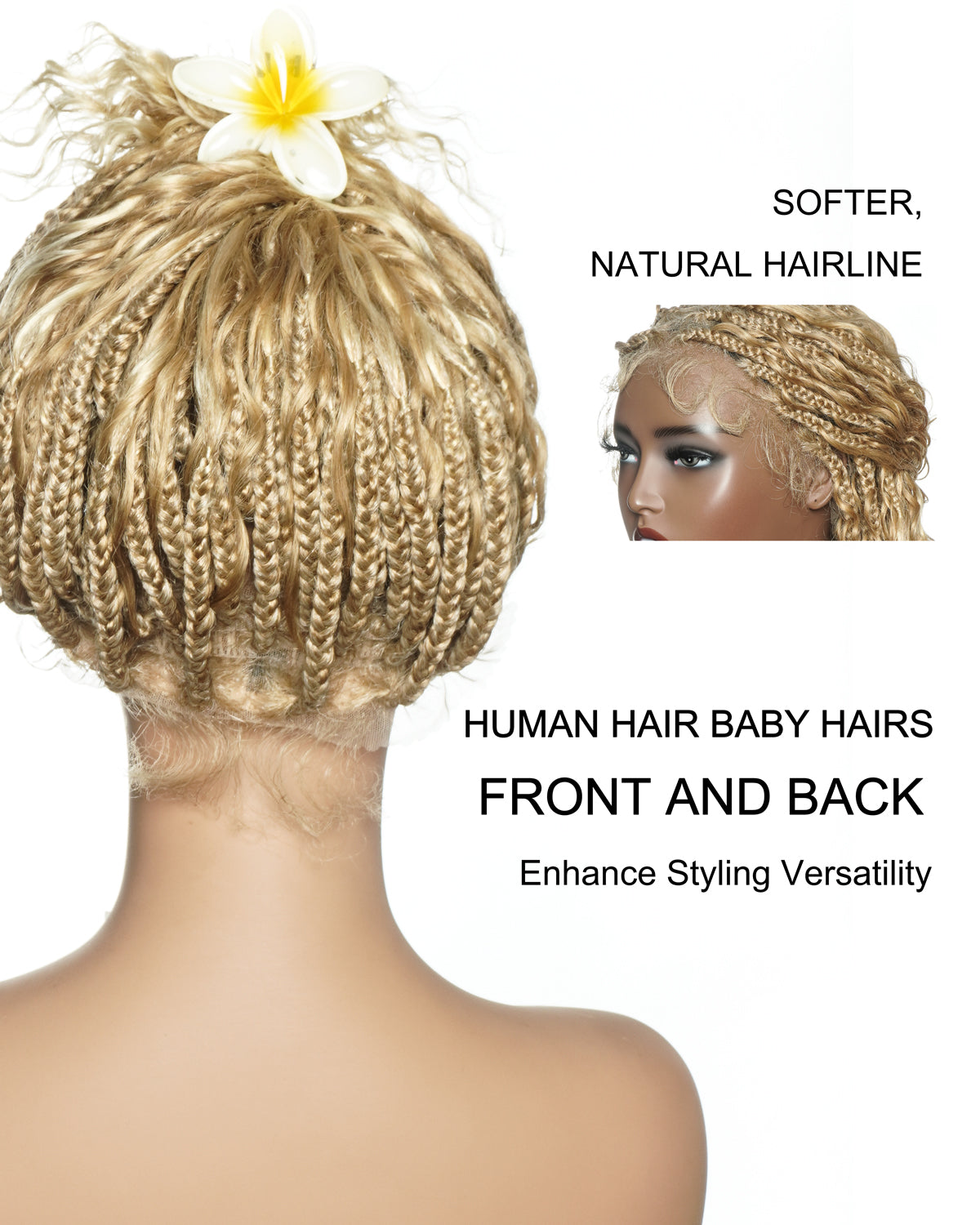 Lumina - 18" Piano Color Swiss HD Full Lace Human Hair Boho Braided Wig