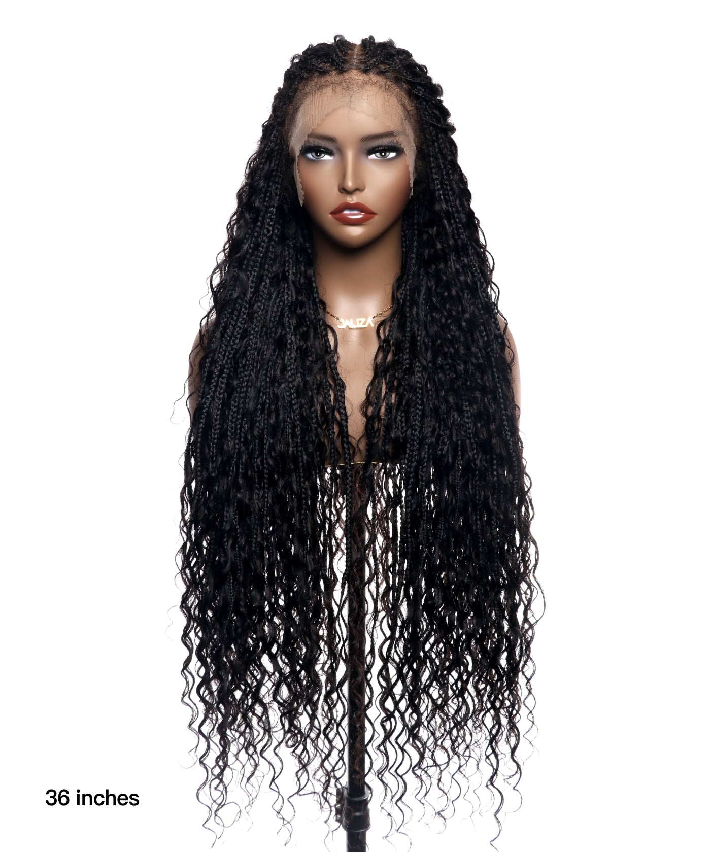 Amanda - Perruque Tressée Bohème sans Nœuds, Cheveux Humains, Bouclés, Dentelle HD Suisse Pré-Décolorée Ultra-Dense