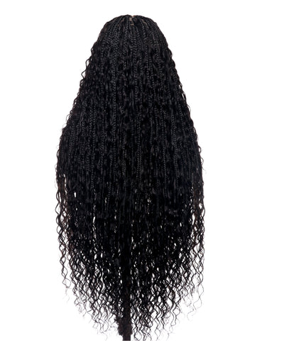 Amanda - Perruque Tressée Bohème sans Nœuds, Cheveux Humains, Bouclés, Dentelle HD Suisse Pré-Décolorée Ultra-Dense