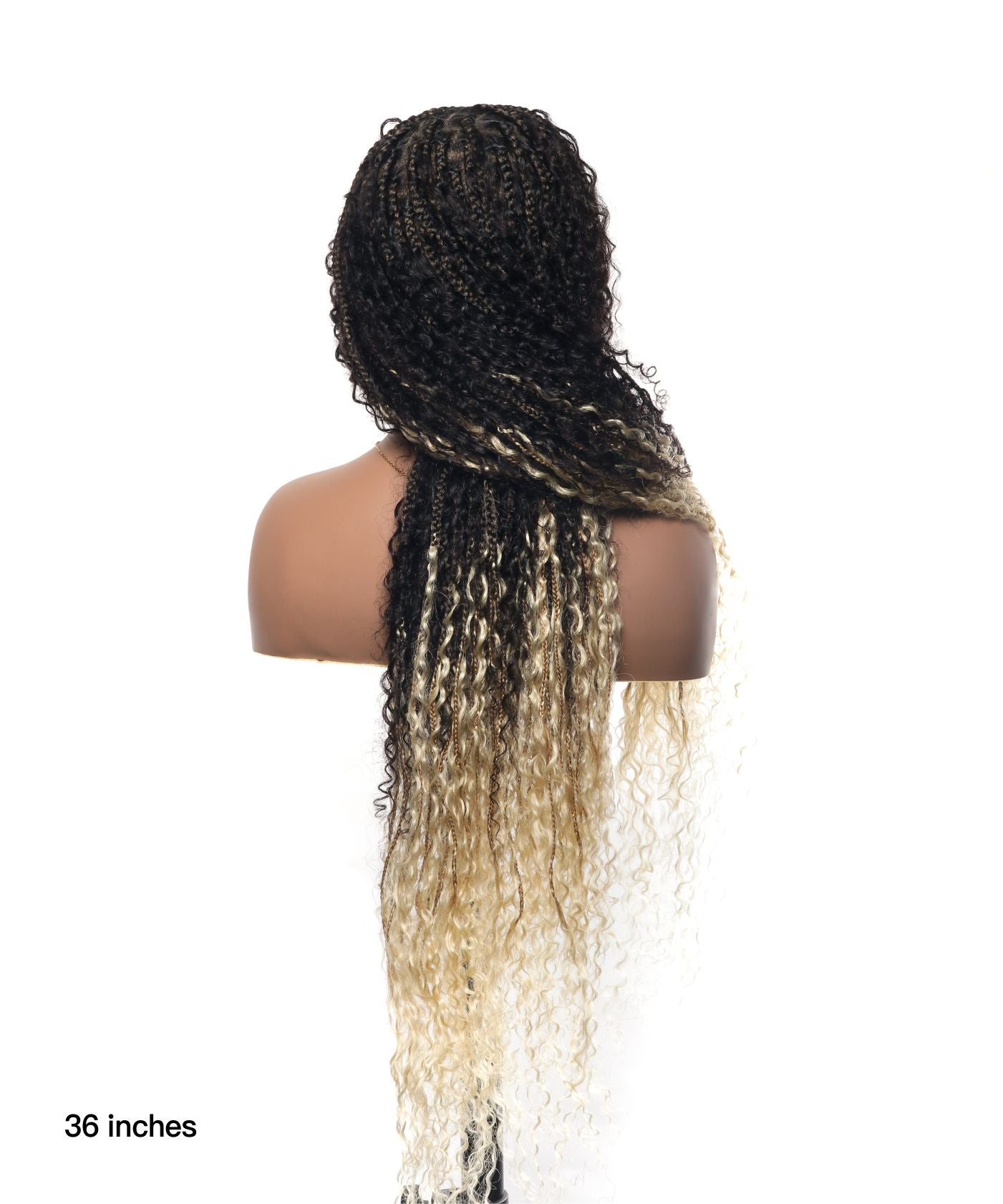 Perruque tressée Diane's 36" avec dentelle, cheveux humains pré-décolorés, style bohème ombré (très volumineuse)