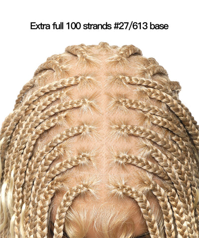Swiss HD Full Lace Human Hair Boho Curls 36" Knotless Boho Box Braided Wig