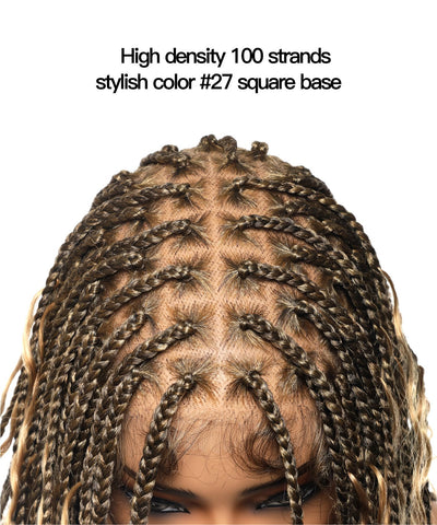 Swiss HD Full Lace Human Hair Boho Curls 36" Knotless Boho Box Braided Wig
