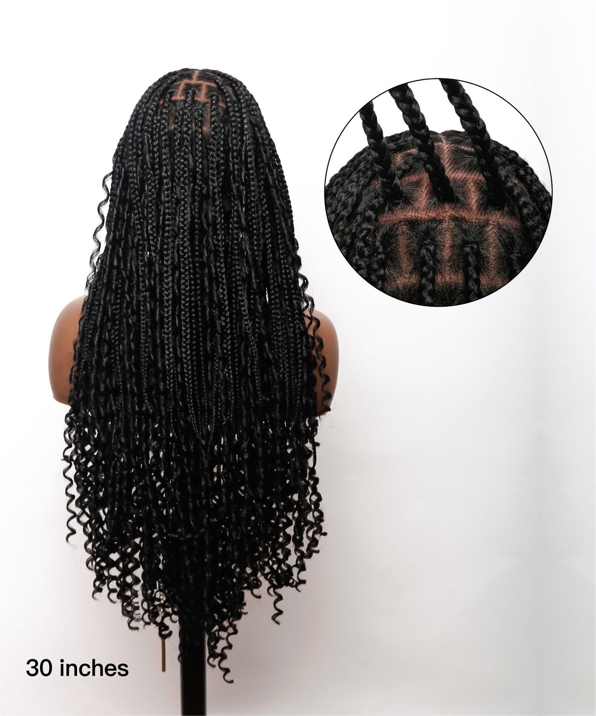 JALIZA 30 inch Boho Box Braids HD Frontal Double Lace Braided Wig (Mannequin - Back View)