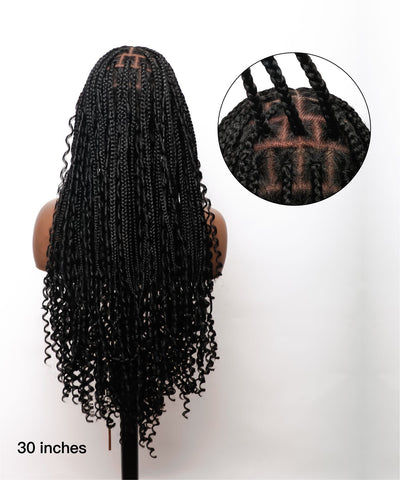 JALIZA 30 inch Boho Box Braids HD Frontal Double Lace Braided Wig (Mannequin - Back View)