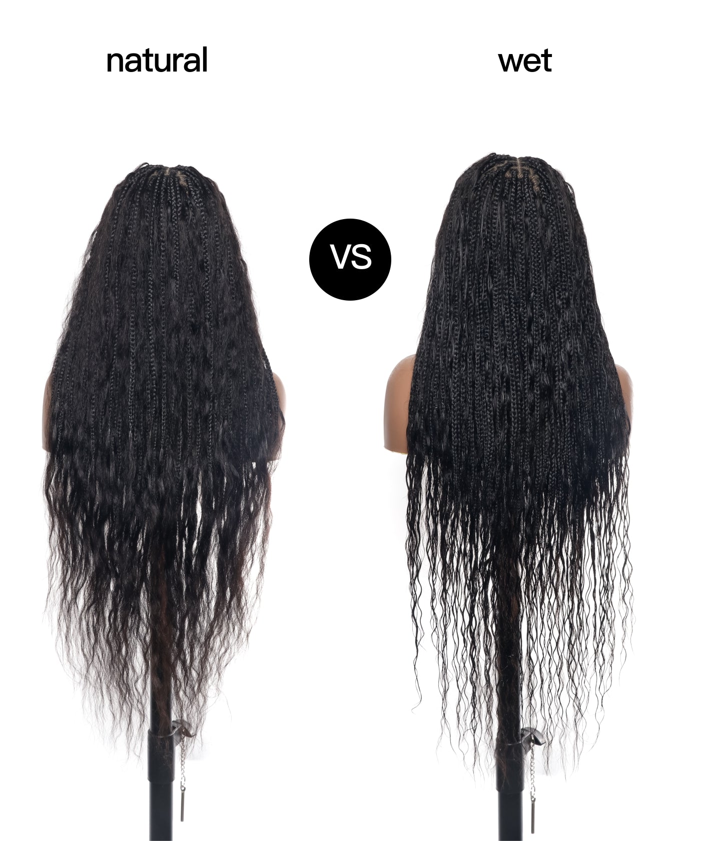 Perruque tressée boîte bohème sans nœuds, cheveux humains ondulés humides, boucles bohèmes, dentelle HD, sans enchevêtrement, très haute densité, 36"