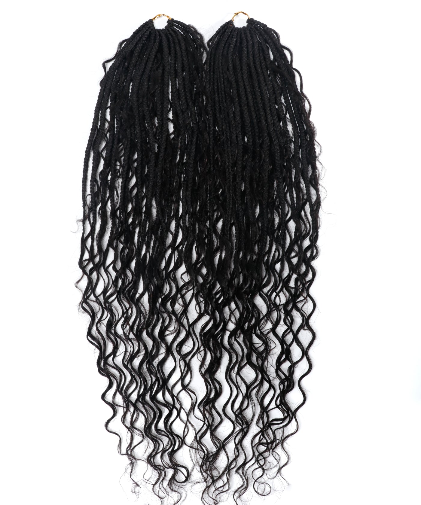 Tresses Boho Box au Crochet Pré-Bouclées de 24" Avec Boucles de Cheveux Humains Ondulés - 80 Brins/Paquet