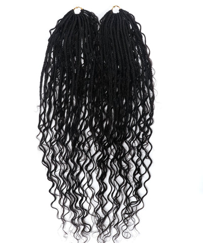 Tresses Boho Box au Crochet Pré-Bouclées de 24" Avec Boucles de Cheveux Humains Ondulés - 80 Brins/Paquet