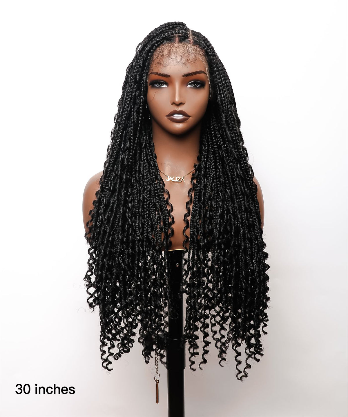 JALIZA 30 inch Boho Box Braids HD Frontal Braided Wig (Mannequin - Front View)
