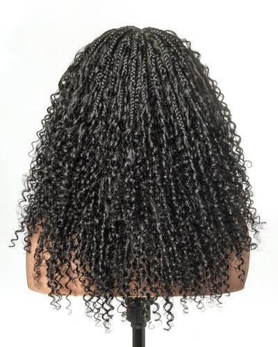 Lulu - Perruque bouclée tressée bohème sans colle, compatible petites têtes (Bonnet petit pour têtes menues)