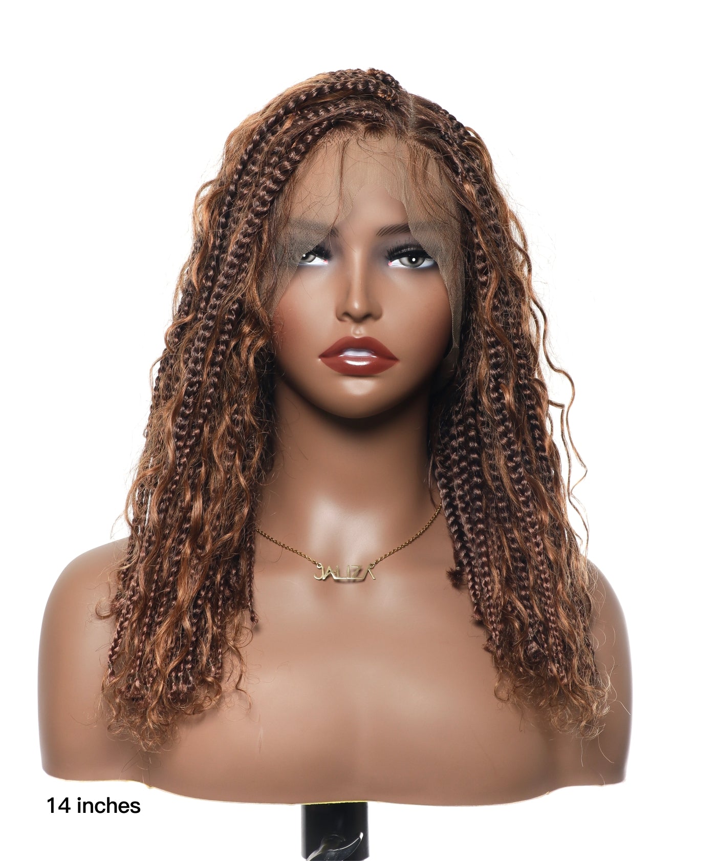 Perruque tressée sans nœuds 102 mèches, base triangulaire haute densité, boucles bohèmes, cheveux humains 14"
