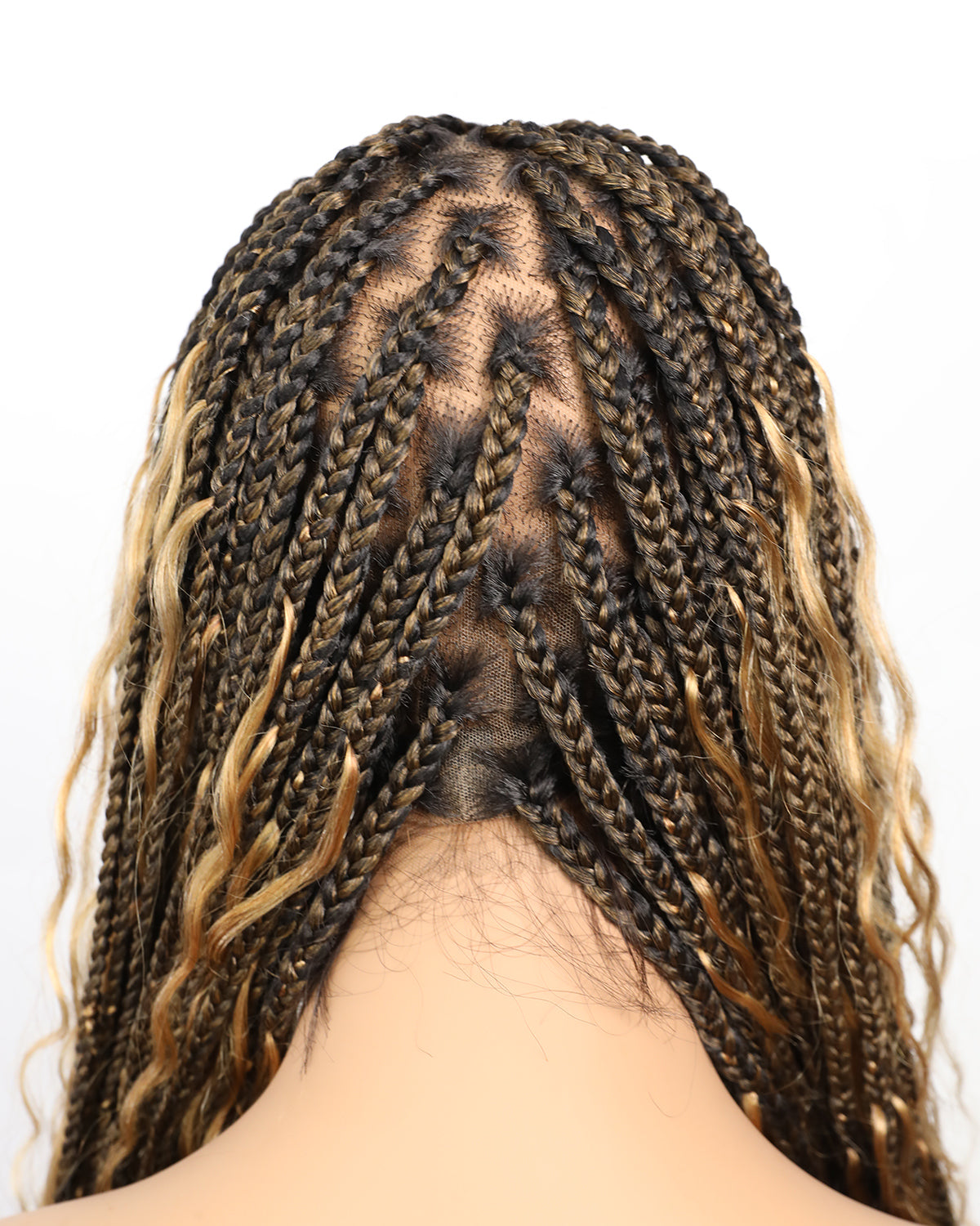 Swiss HD Full Lace Human Hair Boho Curls 36" Knotless Boho Box Braided Wig