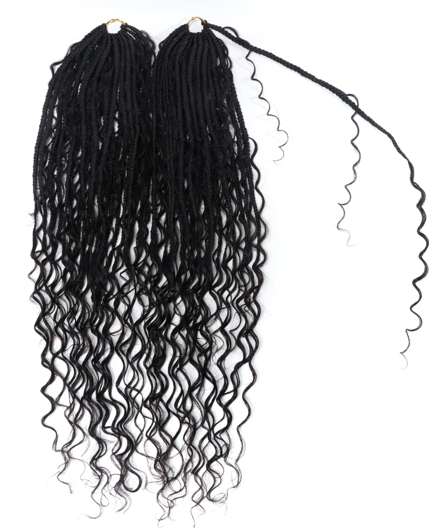 Tresses Boho Box au Crochet Pré-Bouclées de 24" Avec Boucles de Cheveux Humains Ondulés - 80 Brins/Paquet