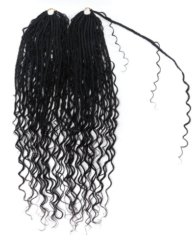 Tresses Boho Box au Crochet Pré-Bouclées de 24" Avec Boucles de Cheveux Humains Ondulés - 80 Brins/Paquet