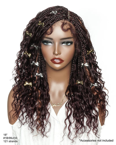 Lumina - 18" Piano Color Swiss HD Full Lace Human Hair Boho Braided Wig