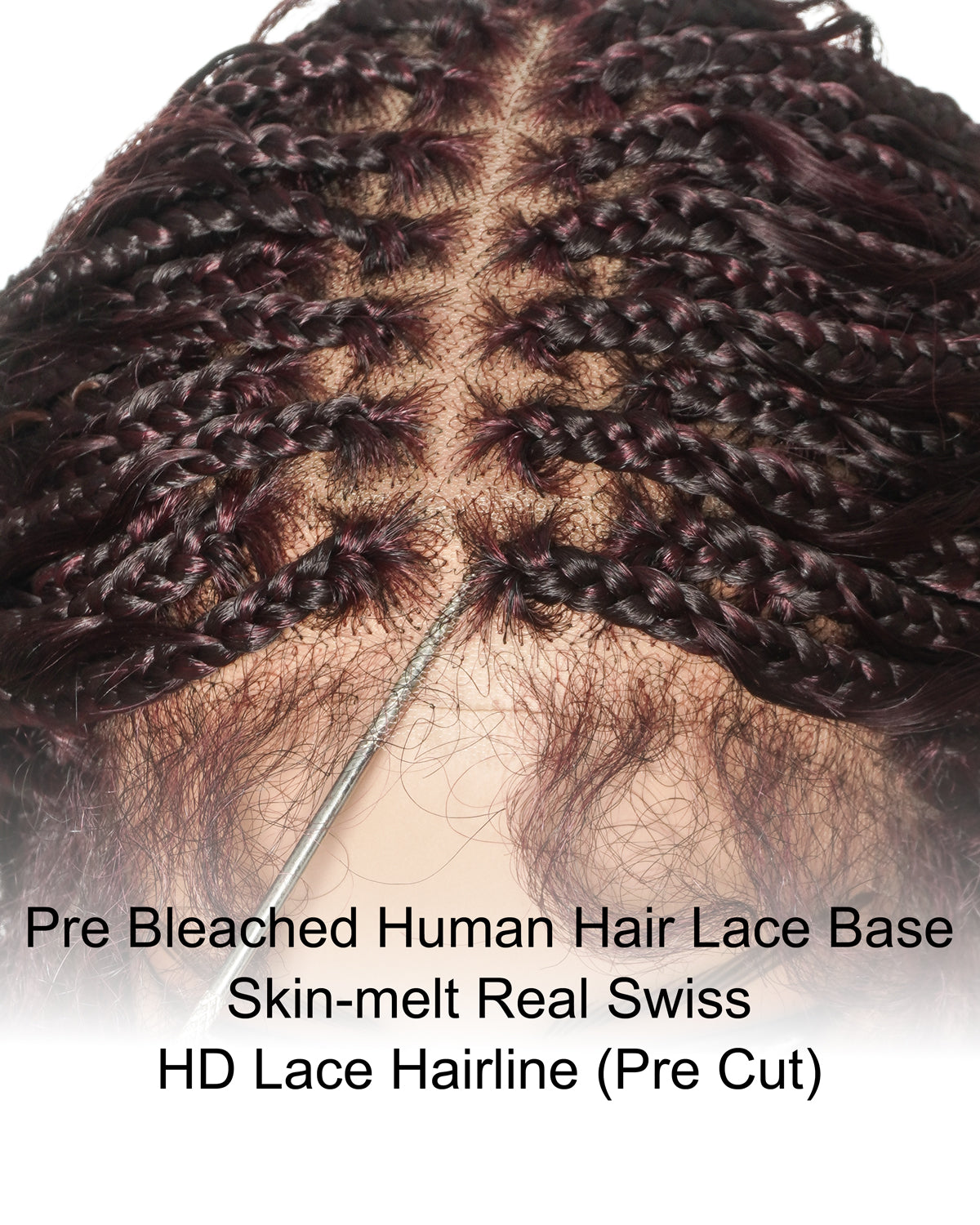 Lumina - 18" Piano Color Swiss HD Full Lace Human Hair Boho Braided Wig
