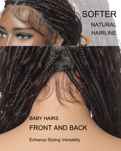 Coco - Perruque tressée en cheveux humains sans colle, pré-coupée HD, dentelle élastique complète, raie libre, prête à l'emploi (dentelle non nouée à la main)