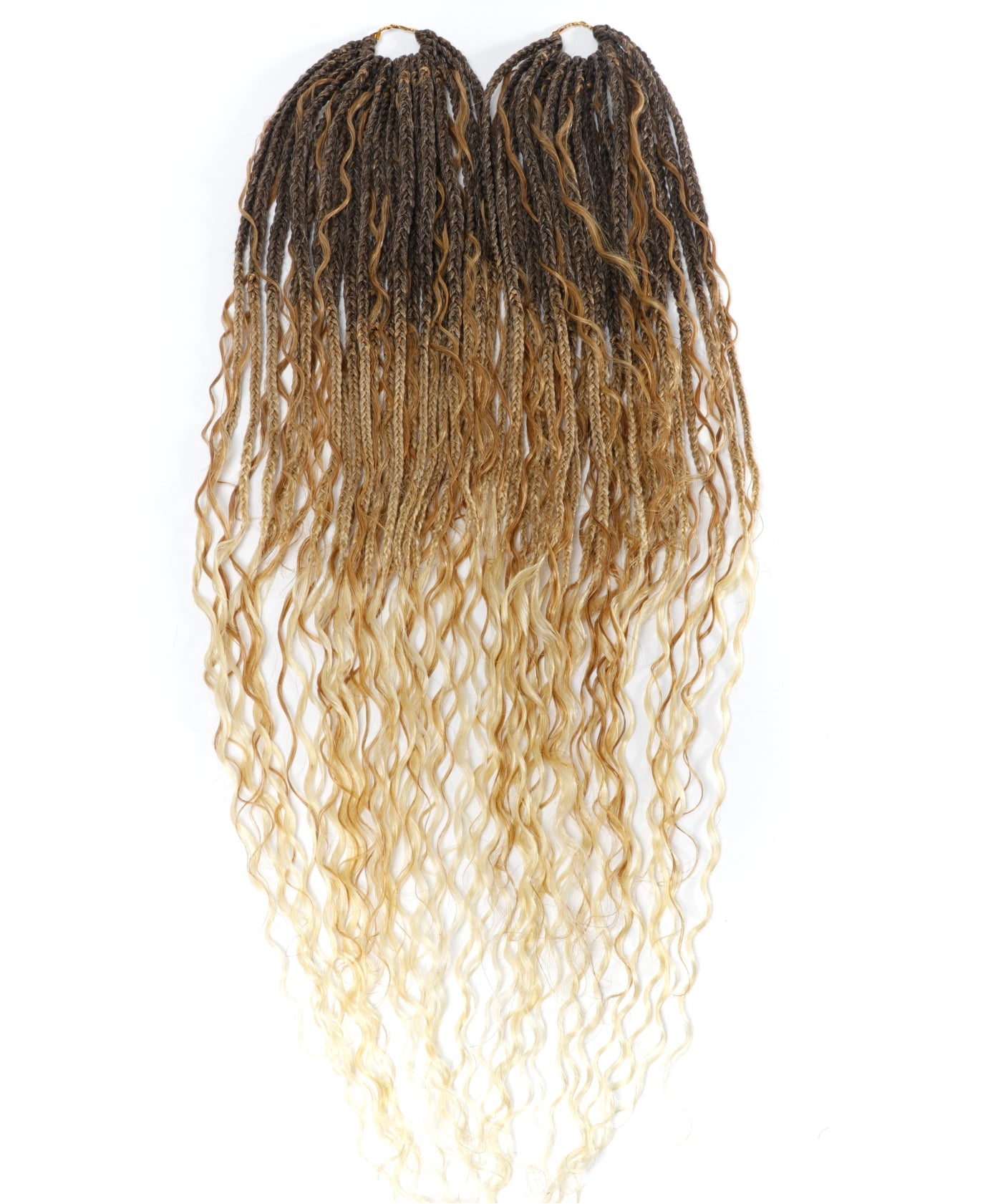 Tresses Boho Box au Crochet Pré-Bouclées de 24" Avec Boucles de Cheveux Humains Ondulés - 80 Brins/Paquet