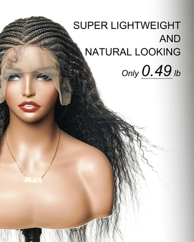 Perruque de 26" avec Couronne Semi-Tressée (Cornrows) Multiple et Cheveux Humains Crépus Extra Volumineux