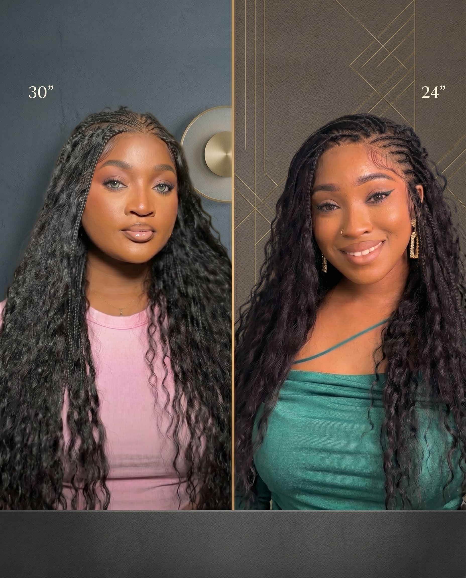 Avery - Perruque Tressée Complète en Cheveux Humains Pré-décolorés en 2 Étapes, Modèle Cornrows, avec Boucles Boho