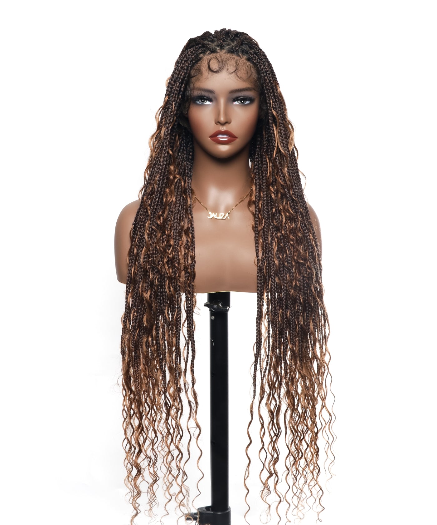 Perruque tressée carrée bohème sans nœuds, cheveux humains, base triangulaire, boucles bohèmes 36" HD, densité totale, 99 mèches