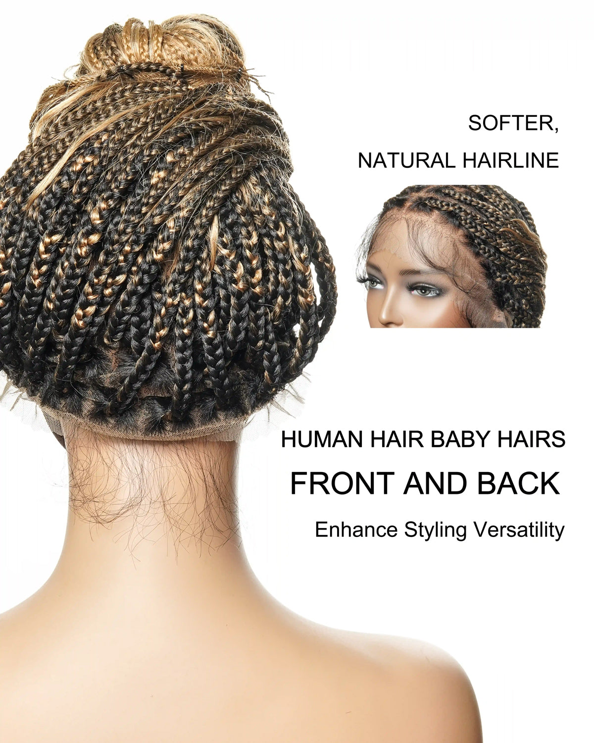 Perruque tressée de 30 pouces en cheveux humains pré-décolorés, légère, boucles bohèmes