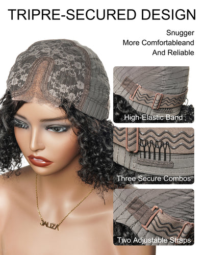 14" 100% Virgin Human Hair Deep Wave Bob Glueless Pre Cut Pre Bleached HD Lace Wear to Go (for US Market Only)