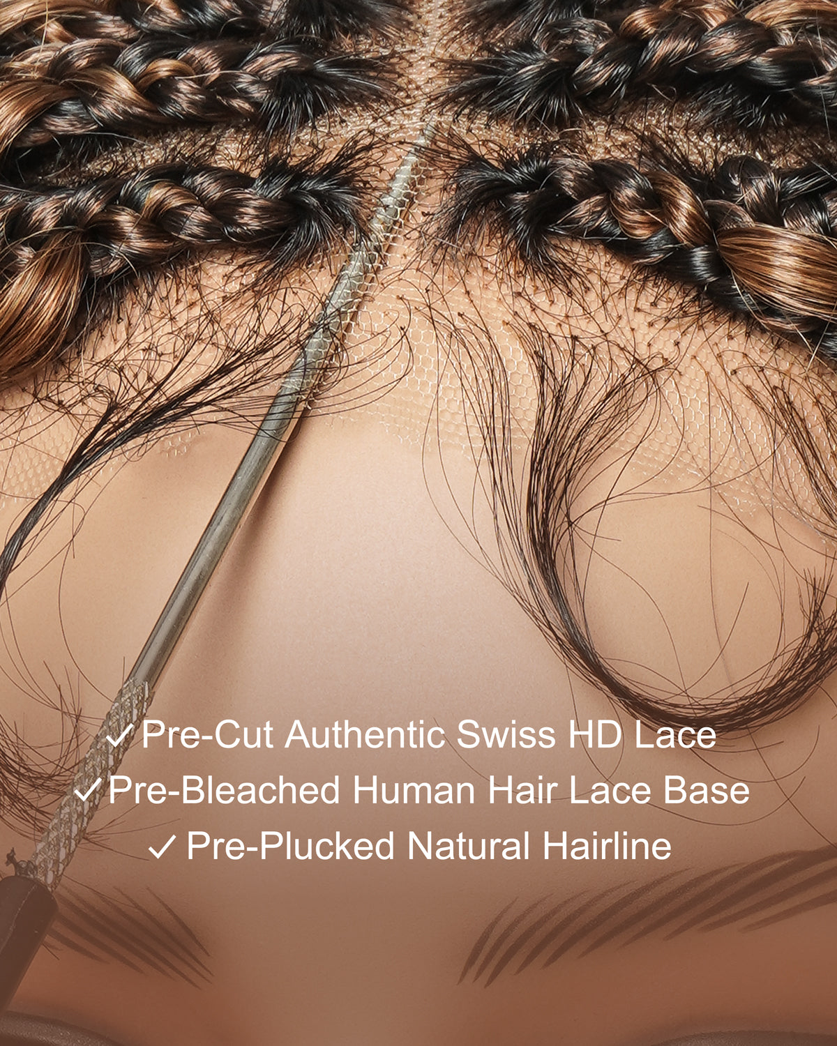 Cleo - Perruque sans colle avec tresses bohèmes ondulées en dentelle suisse HD, 16 pouces, coupe Golden Globe