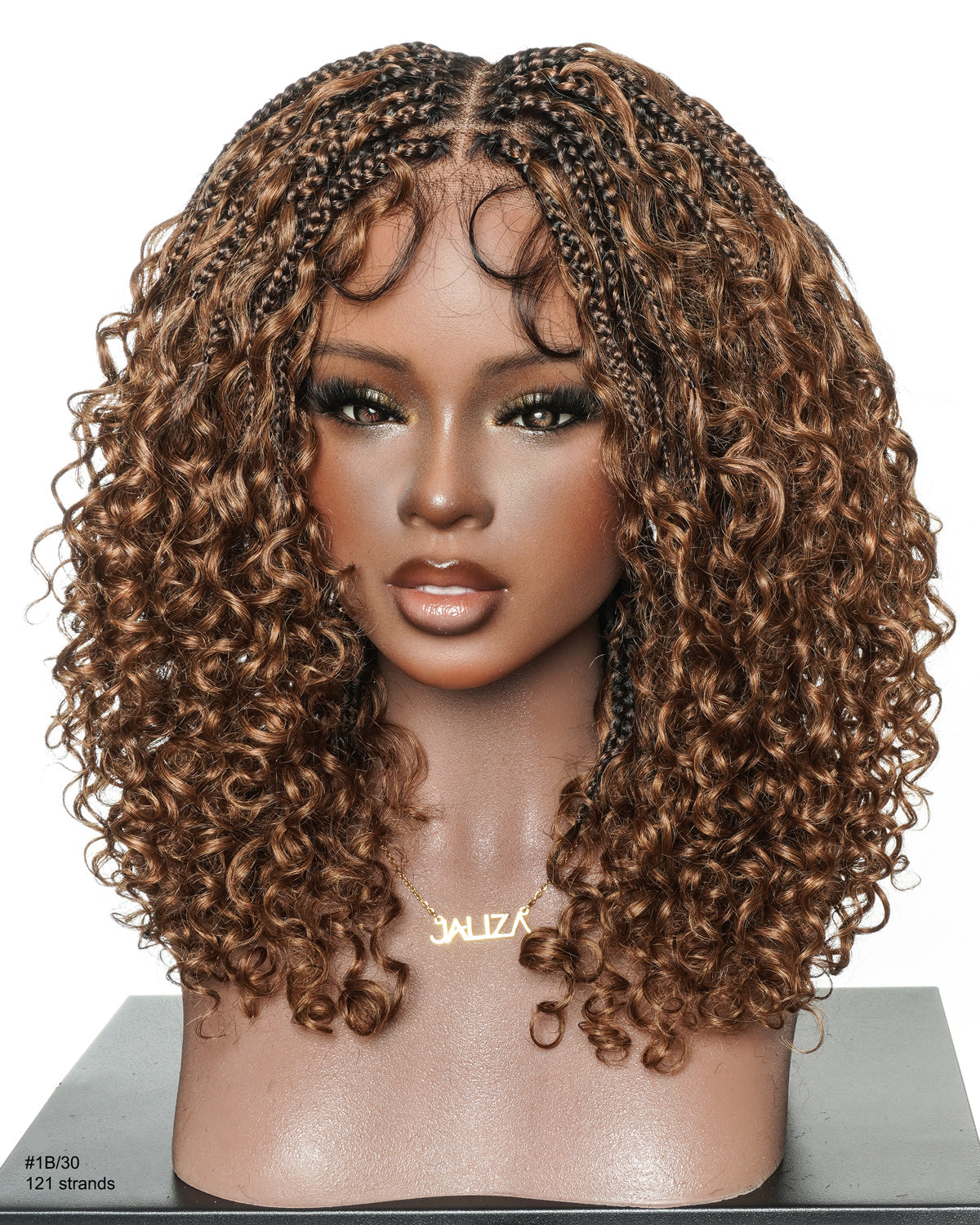 Cleo - Perruque sans colle avec tresses bohèmes ondulées en dentelle suisse HD, 16 pouces, coupe Golden Globe